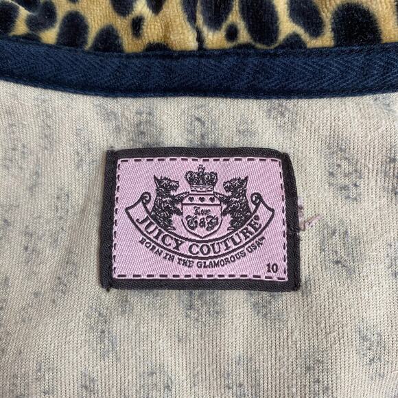 Juicy Couture Girls 10 Cheetah Animal Print Velour Zip Up Jacket Vintage Y2K - Picture 7 of 7